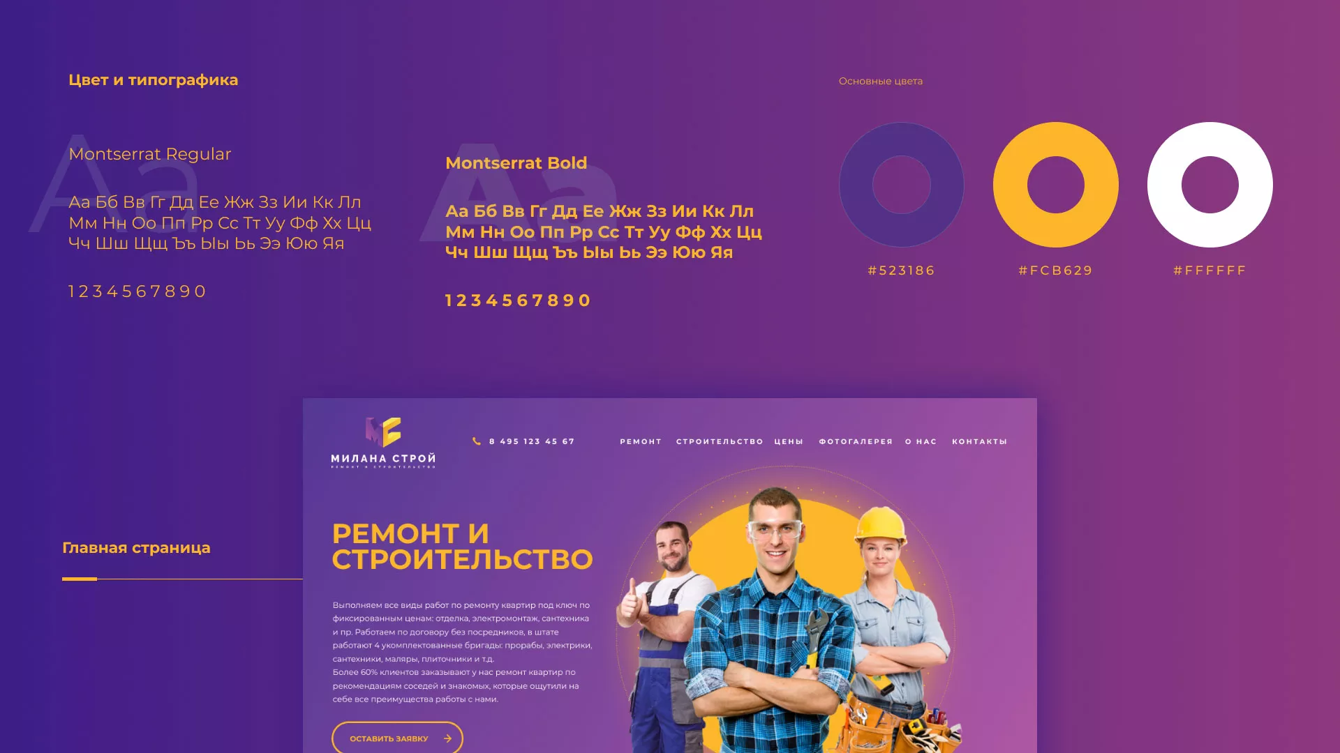 Разработка сайта строительной компании «Милана-Строй» в Облучье